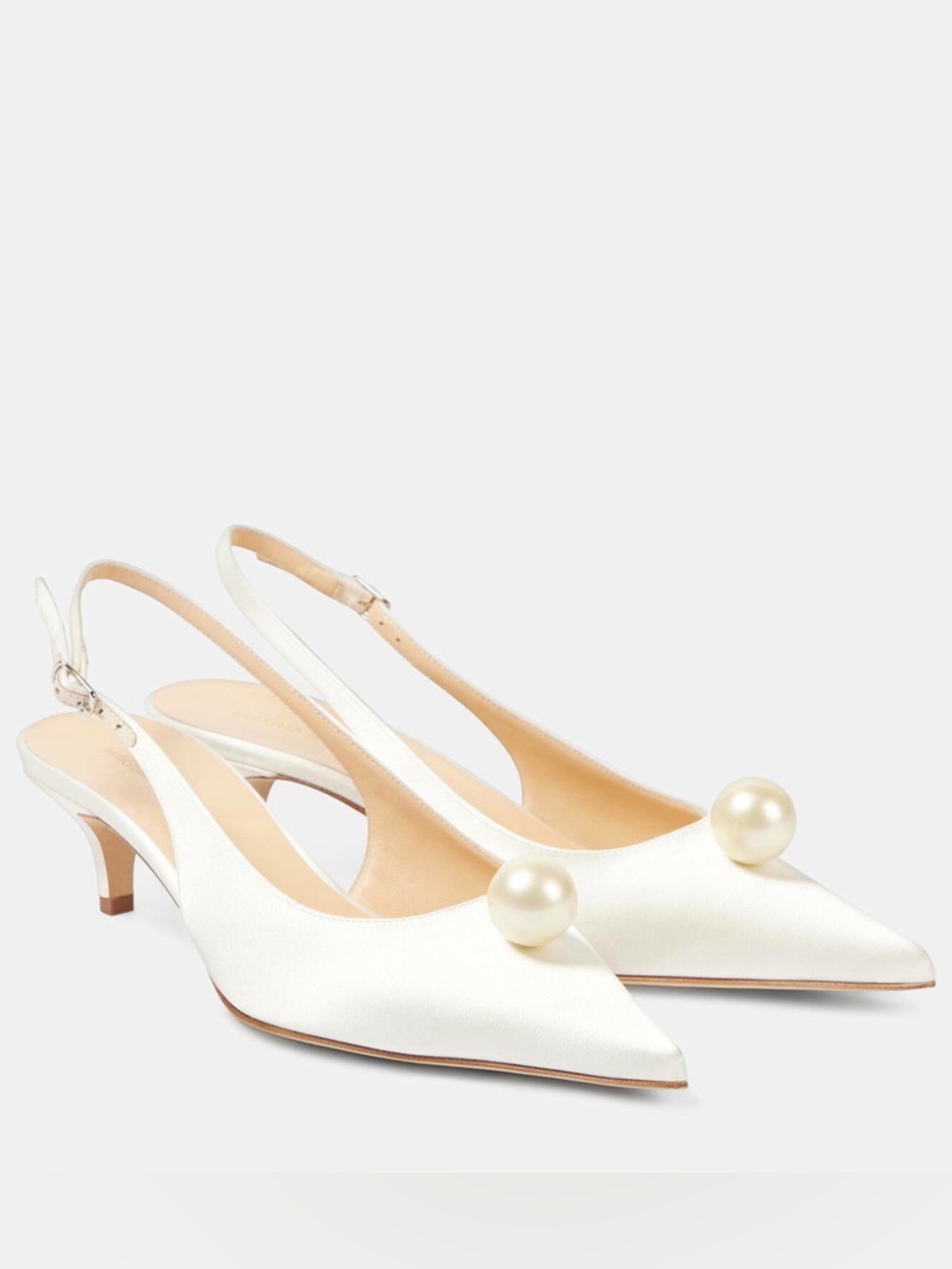 Magda Butrym Pearl Detail Cream Slingback Kitten Heels NWT Size 40 IT